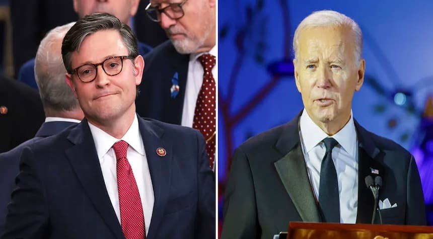 Mike Johnson Goes Gloves Off on Joe Biden After Report He's Considering Executive Action on Border Crisis