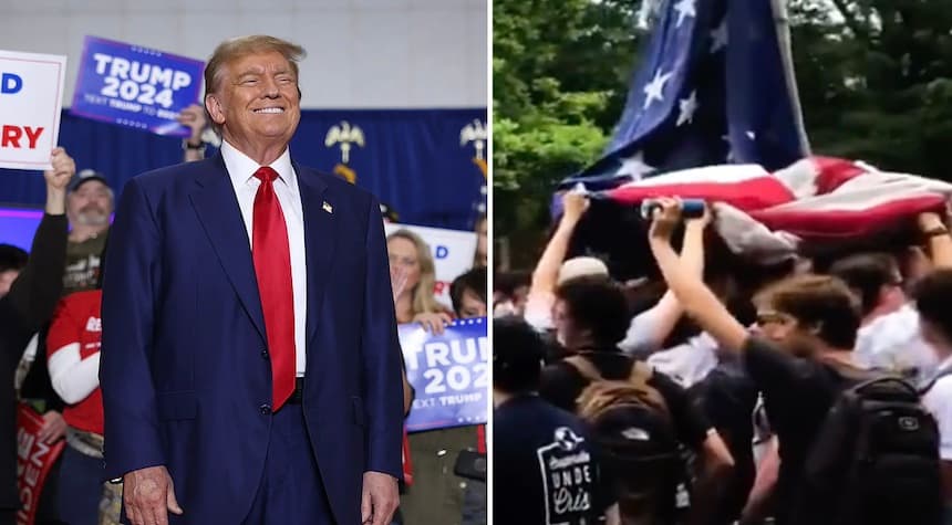 Trump Unveils Stirring Campaign Ad Saluting UNC Frat Brothers' Flag Protection